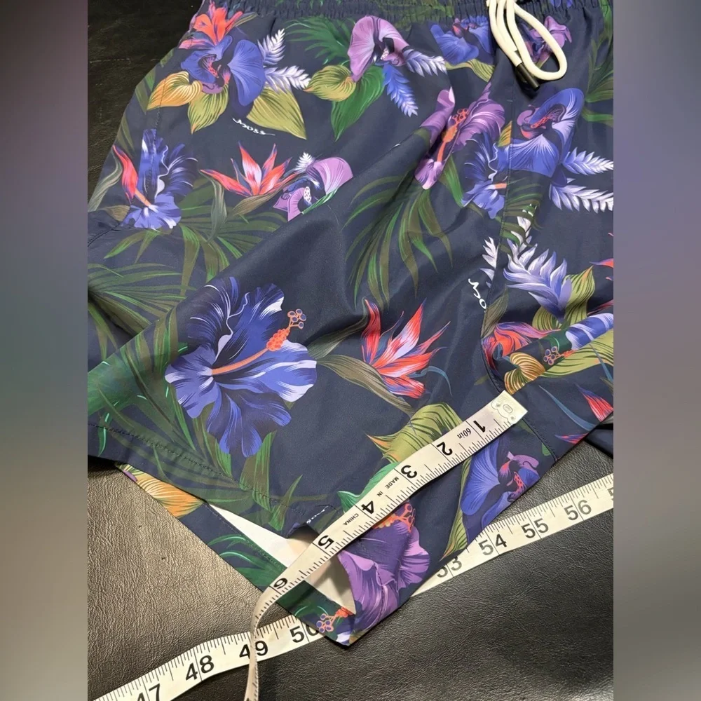 Boss Navy Floral Swim Trunks with Purple & Pink Accents size XL NWT